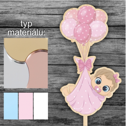 Tortový zápich Bábätko dievča balóny