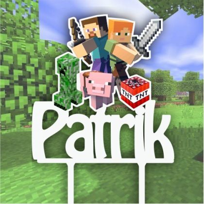 Zápich na tortu Minecraft s menom