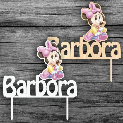 Tortový zápich Minnie Mouse baby s menom 