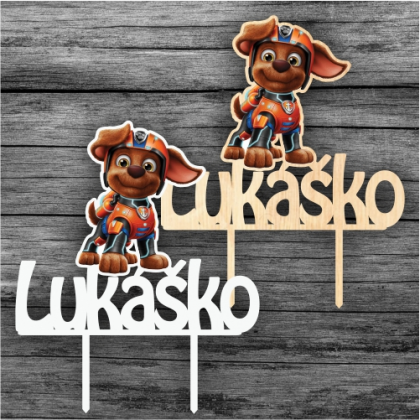 Tortový zápich Paw Patrol Zuma s menom