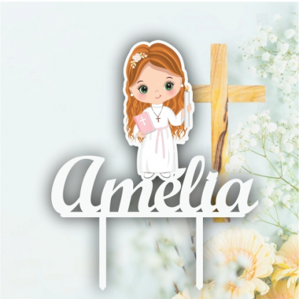 Tortový zápich Dievča - príjímanie s menom