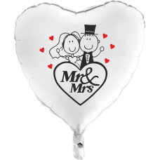 Balón Svadobný Mr & Mrs 1 biele srdce